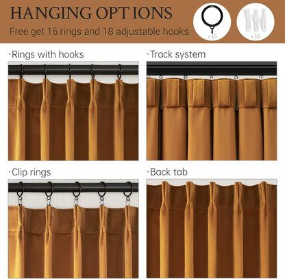 Cream Velvet Blackout Curtains 108", Set of 2