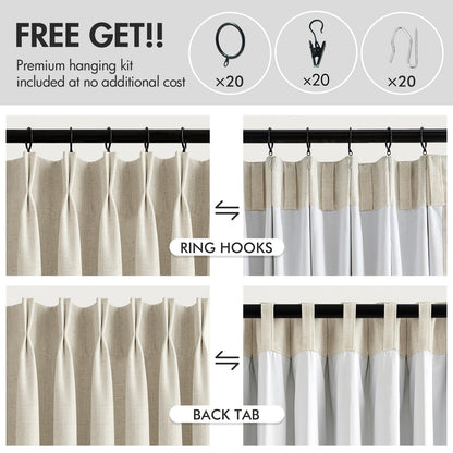 MIULEE Blackout Linen Curtains 96" 2 Panels
