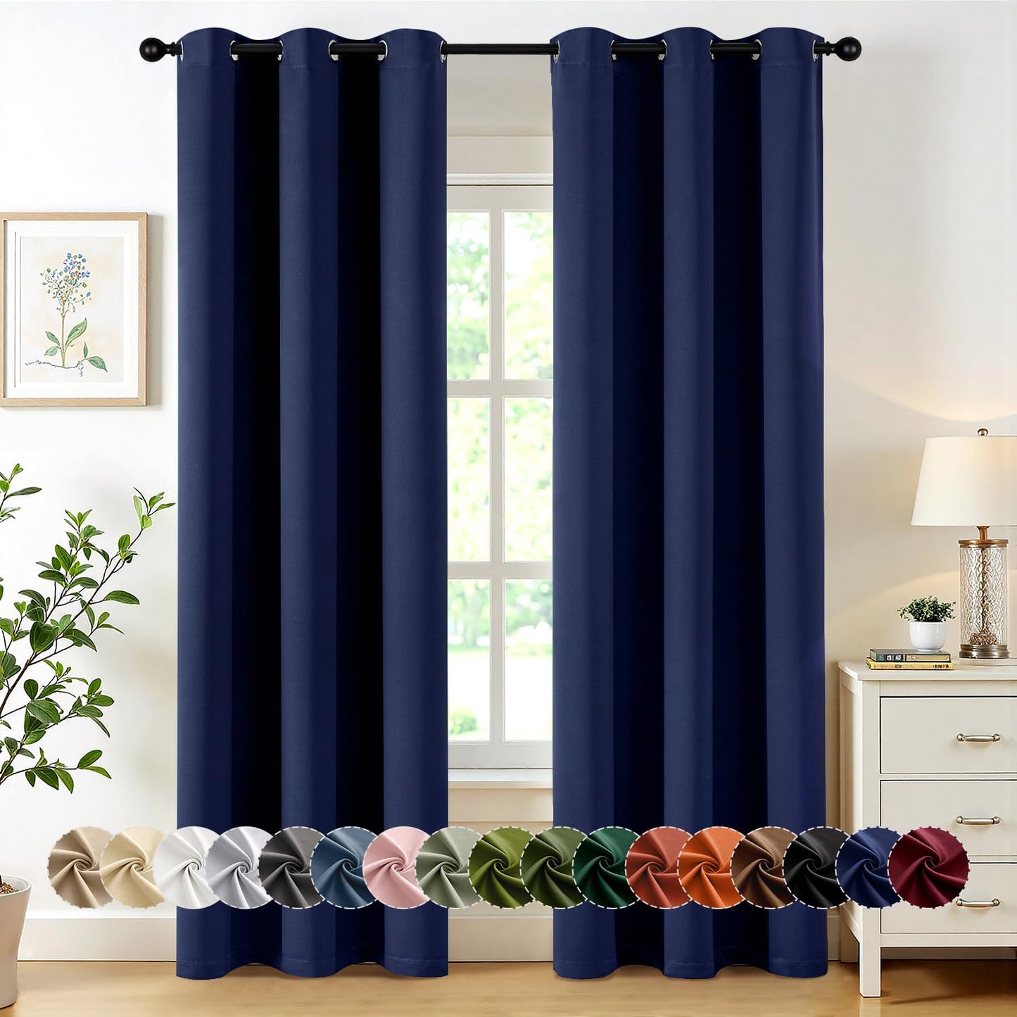 Blackout Curtains – Sage Green, 40"x63", 2 Panels