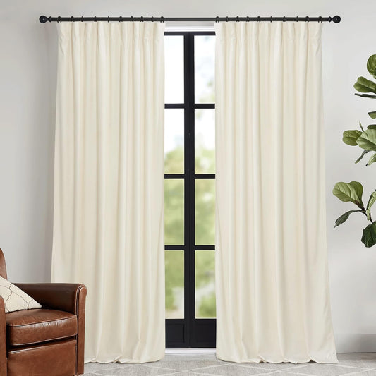 RYB HOME Velvet Curtains 52x108" Green, 2 Panels