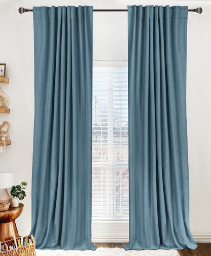 Linen Blackout Curtains 50x120" Moss Green, 2 Panels
