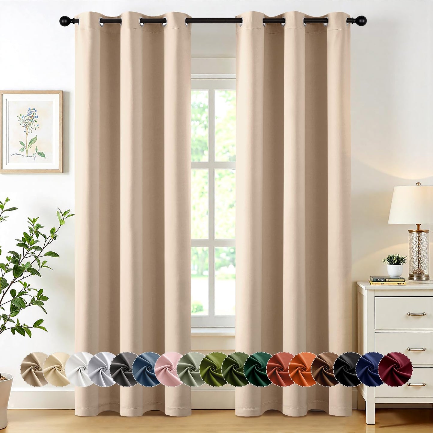 Blackout Curtains – Sage Green, 40"x63", 2 Panels
