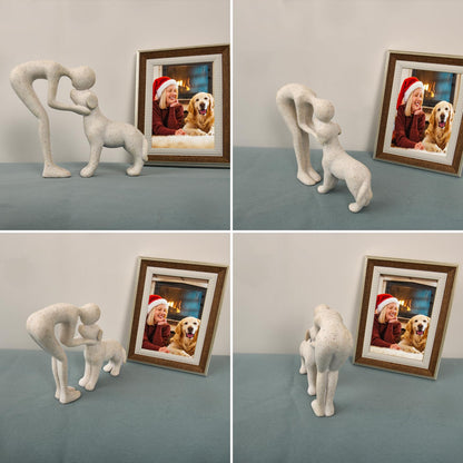 Dog & Man Sculpture, Sandstone