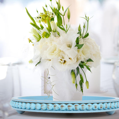 HPC Decor Round White Wood Tray, 12"