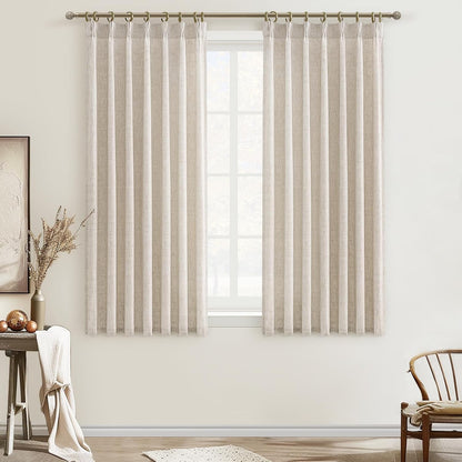 Rustic Linen Curtains, Oatmeal Beige 96" Set of 2