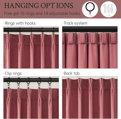 Cream Velvet Blackout Curtains 108", Set of 2