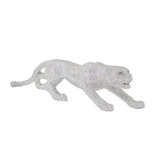 Deco 79 Leopard Statue 42" Silver