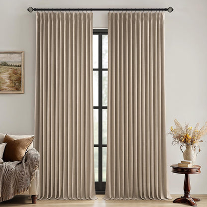 MIULEE Blackout Linen Curtains 96" 2 Panels