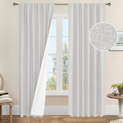 LAMIT Linen Blackout Curtains 60x84" Taupe, 2 Panels