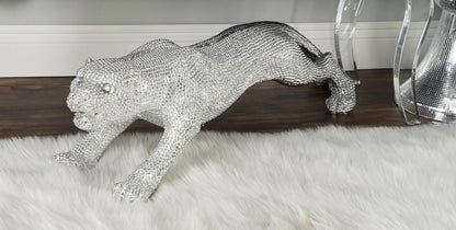 Deco 79 Leopard Statue 42" Silver