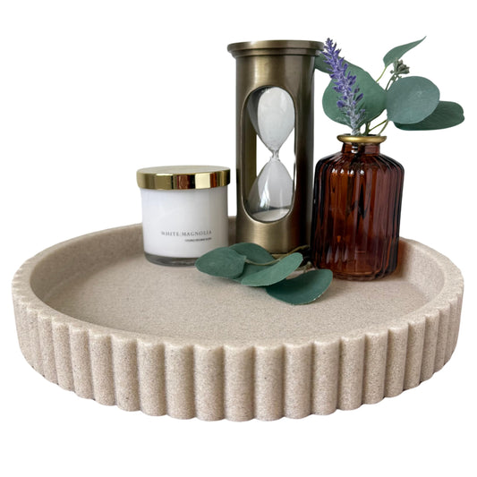 OAKOA Round Concrete Decorative Tray