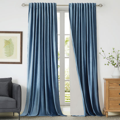100% Blackout Ivory Off White Velvet Curtains