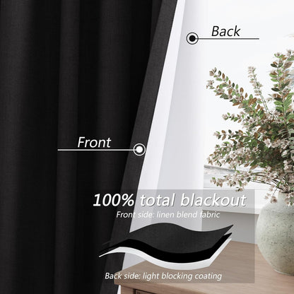 Cream Linen Blackout Curtains – 2 Panels