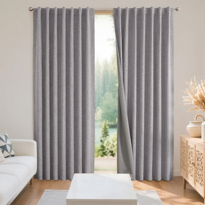 Joydeco Blackout Linen Curtains 84" 2 Panels