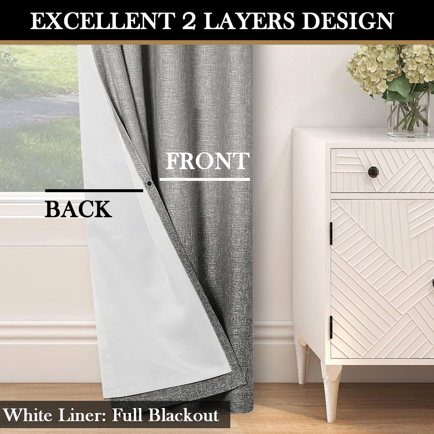 Ombre Blackout Curtains 50x84" Gray, 2 Panels