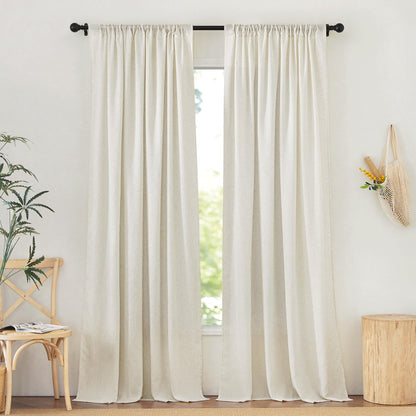 NICETOWN Linen Curtains 52x108" 2 Panels
