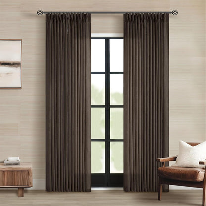 Pinch Pleated Linen Curtains 108" Beige, 2 Panels