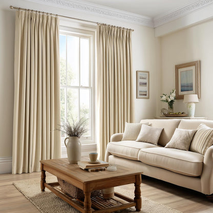 Cream Velvet Blackout Curtains 108", Set of 2