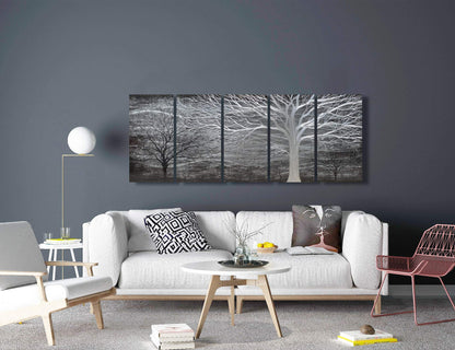 BATRENDY ARTS Silver Tree Wall Art