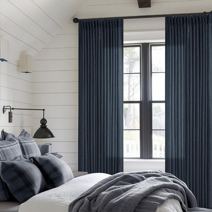 Pinch Pleated Linen Curtains 108" Beige, 2 Panels
