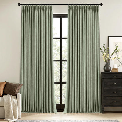 MIULEE Blackout Linen Curtains 96" 2 Panels