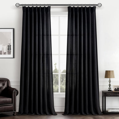 Rustic Linen Curtains, Oatmeal Beige 96" Set of 2