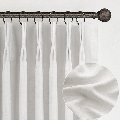 Rustic Linen Curtains, Oatmeal Beige 96" Set of 2