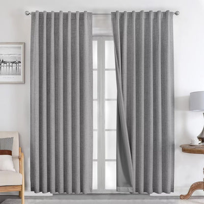 Joydeco Blackout Linen Curtains 84" 2 Panels