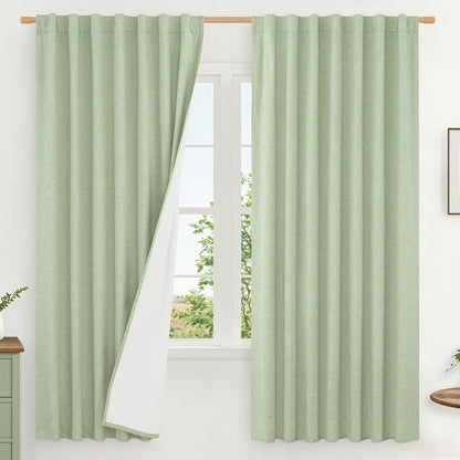 LAMIT Linen Blackout Curtains 60x84" Taupe, 2 Panels
