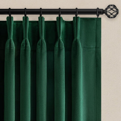 Cream Velvet Blackout Curtains 108", Set of 2