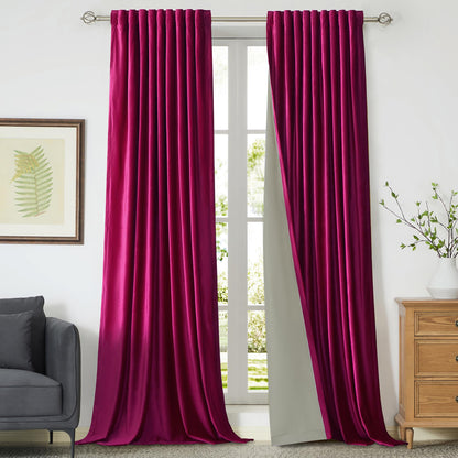 100% Blackout Ivory Off White Velvet Curtains