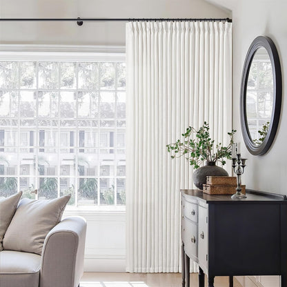 Pinch Pleated Linen Curtains 108" Beige, 2 Panels