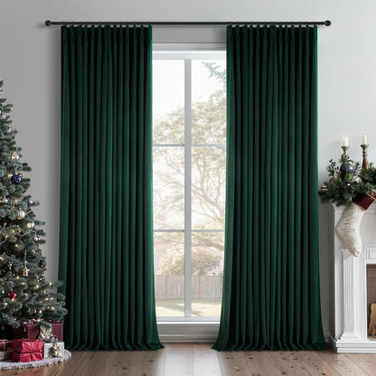 Cream Velvet Blackout Curtains 108", Set of 2