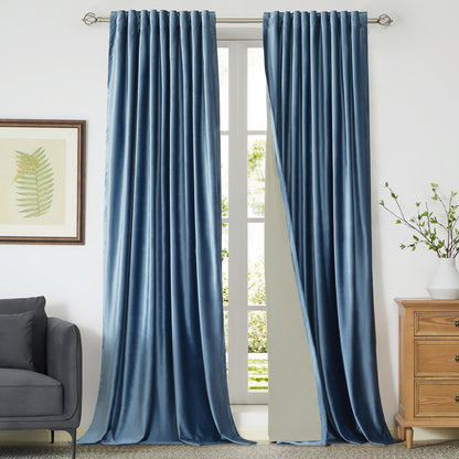 100% Blackout Ivory Off White Velvet Curtains