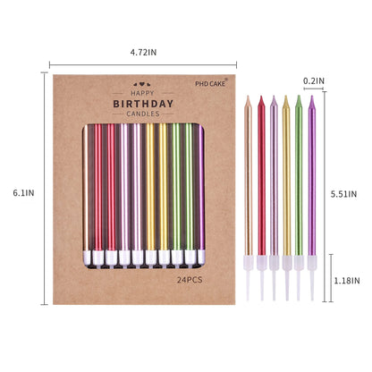 PHD CAKE Gold Long Thin Metallic Birthday Candles