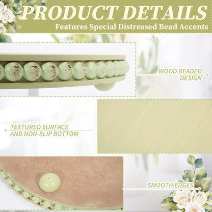 HPC Decor Round White Wood Tray, 12"