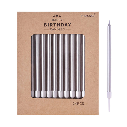 PHD CAKE Gold Long Thin Metallic Birthday Candles