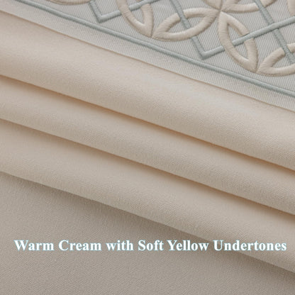 Pinch Pleat Curtains, with Geometric Trim Design