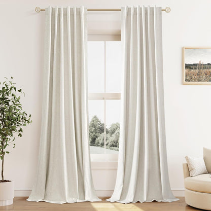 Cream Linen Blackout Curtains – 2 Panels