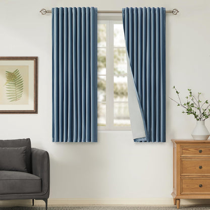 100% Blackout Ivory Off White Velvet Curtains