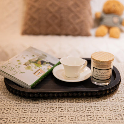 HPC Decor Round White Wood Tray, 12"