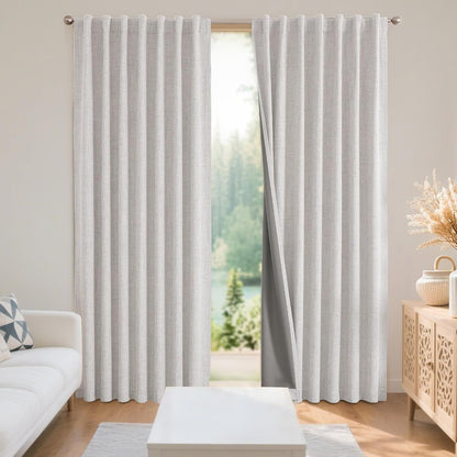 Joydeco Blackout Linen Curtains 84" 2 Panels