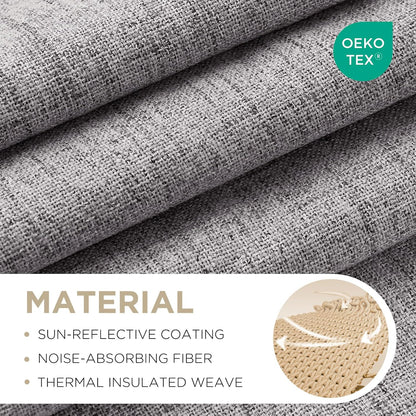 Joydeco Blackout Linen Curtains 84" 2 Panels