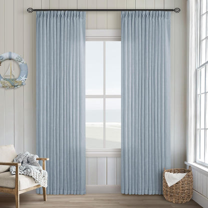 Pinch Pleated Linen Curtains 108" Beige, 2 Panels