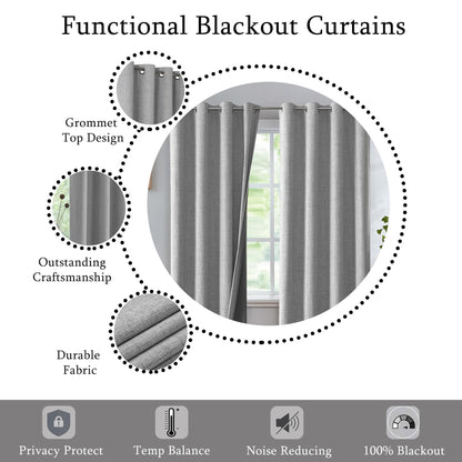 Urban Lotus Blackout Curtains 52x84" Beige, 2 Panels