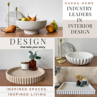 OAKOA Round Concrete Decorative Tray