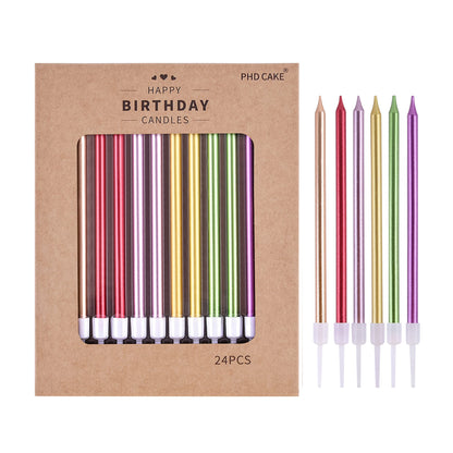 PHD CAKE Gold Long Thin Metallic Birthday Candles