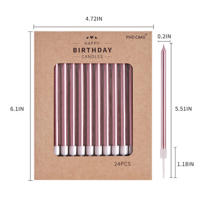 PHD CAKE Gold Long Thin Metallic Birthday Candles