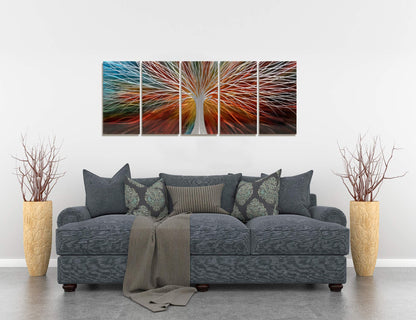 BATRENDY ARTS Silver Tree Wall Art