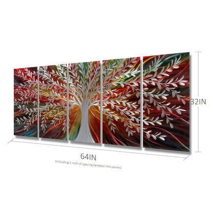 BATRENDY ARTS Silver Tree Wall Art
